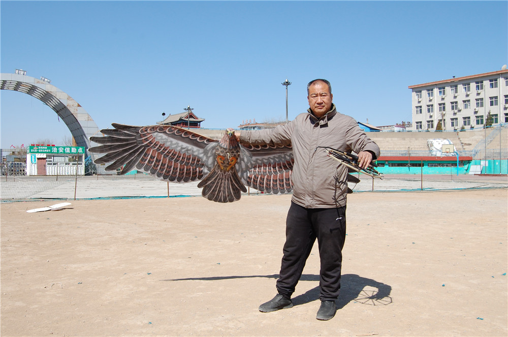 6、内容：黄保国展示做好的盘鹰风筝。摄影：雷志军。.jpg